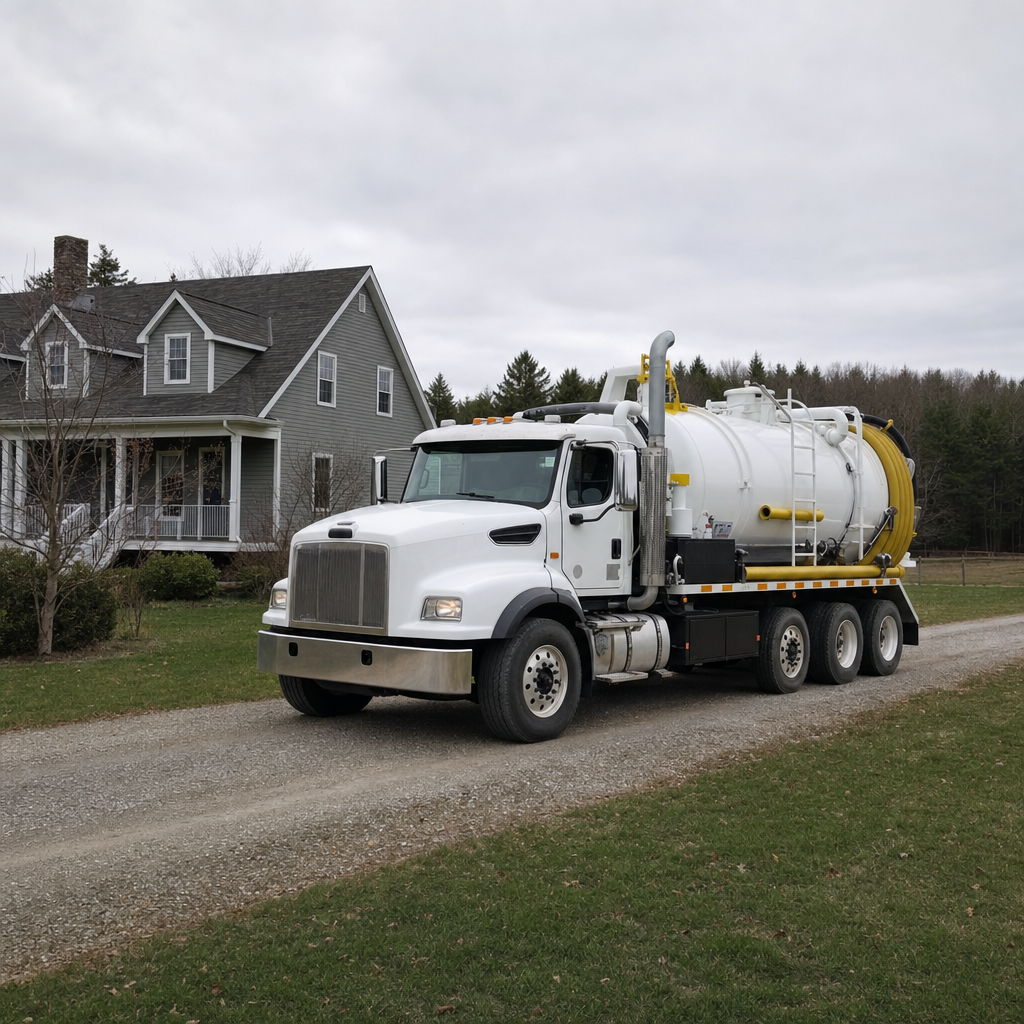 Septic vacuum truck arriving at a Elizabeth home for same-day emergency service